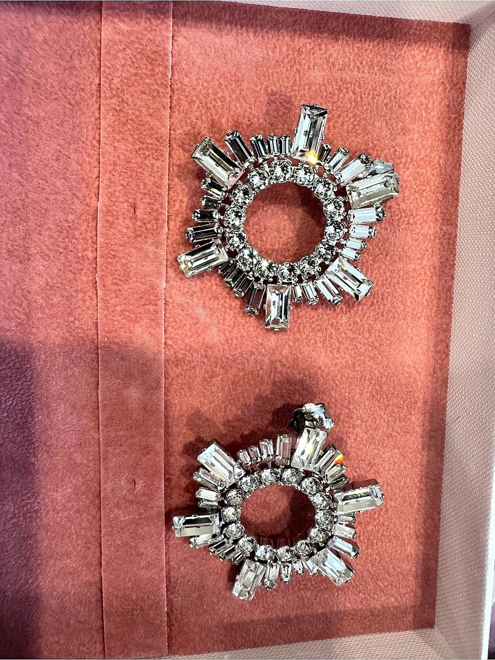 Amina Muaddi Mini Begum Earrings Crystal Statement Earrings in Silver Like New